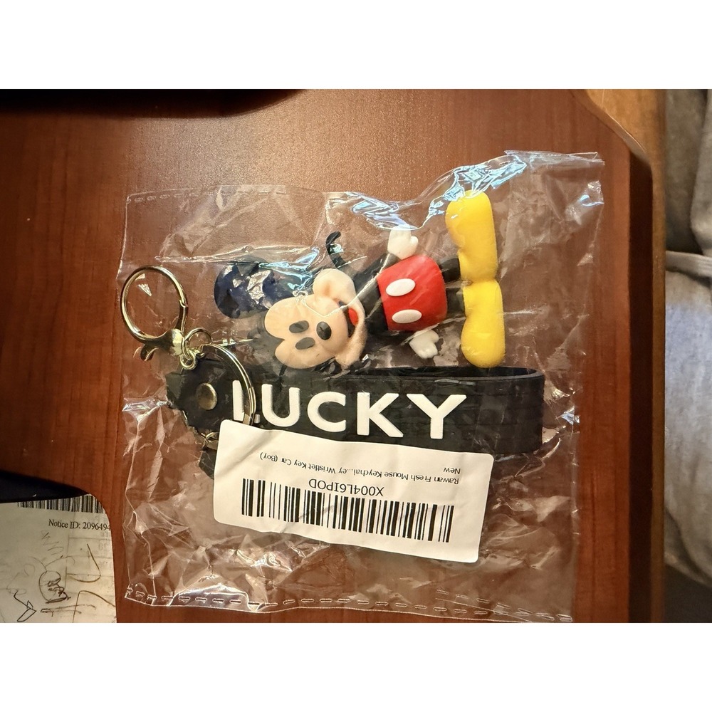 Disney Mickey Mouse Keychain w/Lucky Wristlet Key Ring for Keys